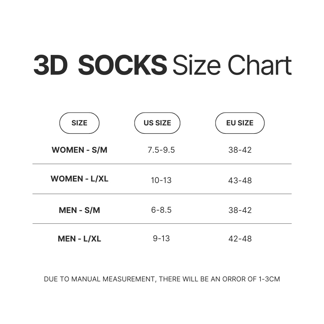 3D Socks Size Chart - Evangelion Shop