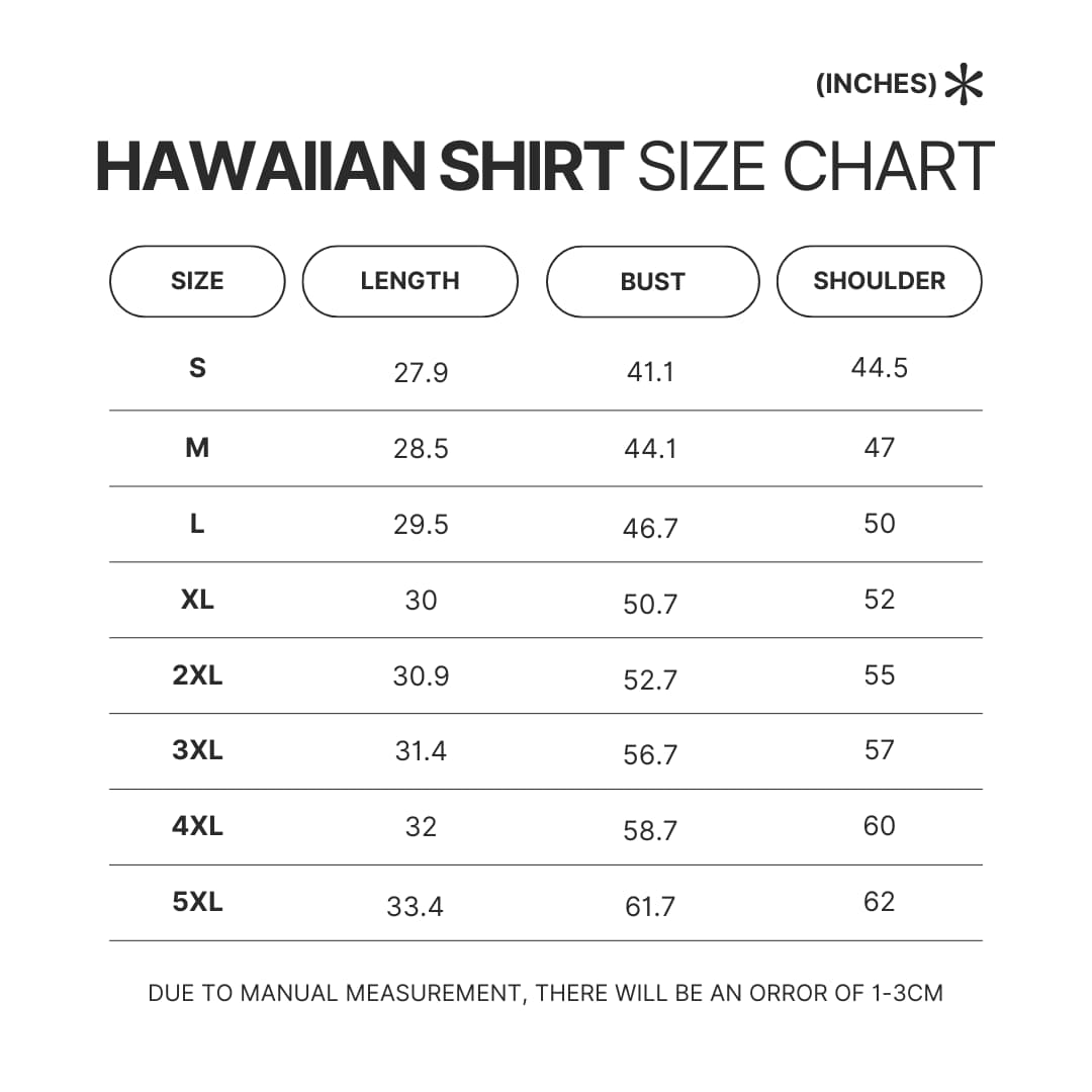 Hawaiian Shirt Size Chart - Evangelion Shop